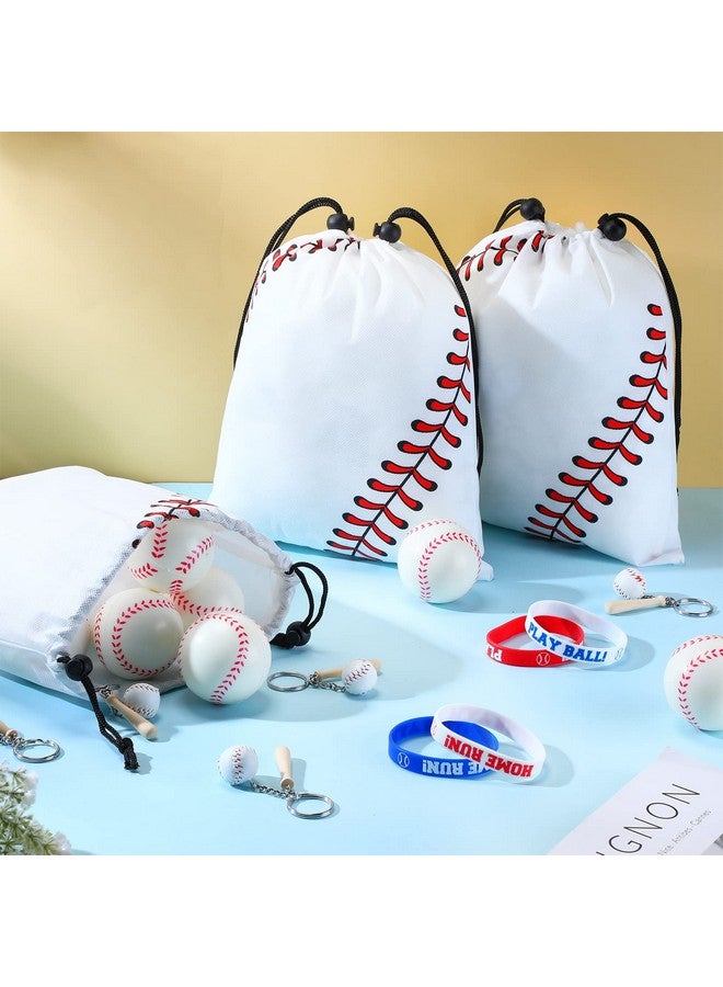 Nuogo 48 Pcs Baseball Party Favors Include 12 Pcs Baseball Goodie Bags 12 Pcs Baseball Keychain 12 Pcs Baseball Wristbands Silicone Bracelets And 12 Pcs Baseball Stress Balls Birthday School Sport - Image 5