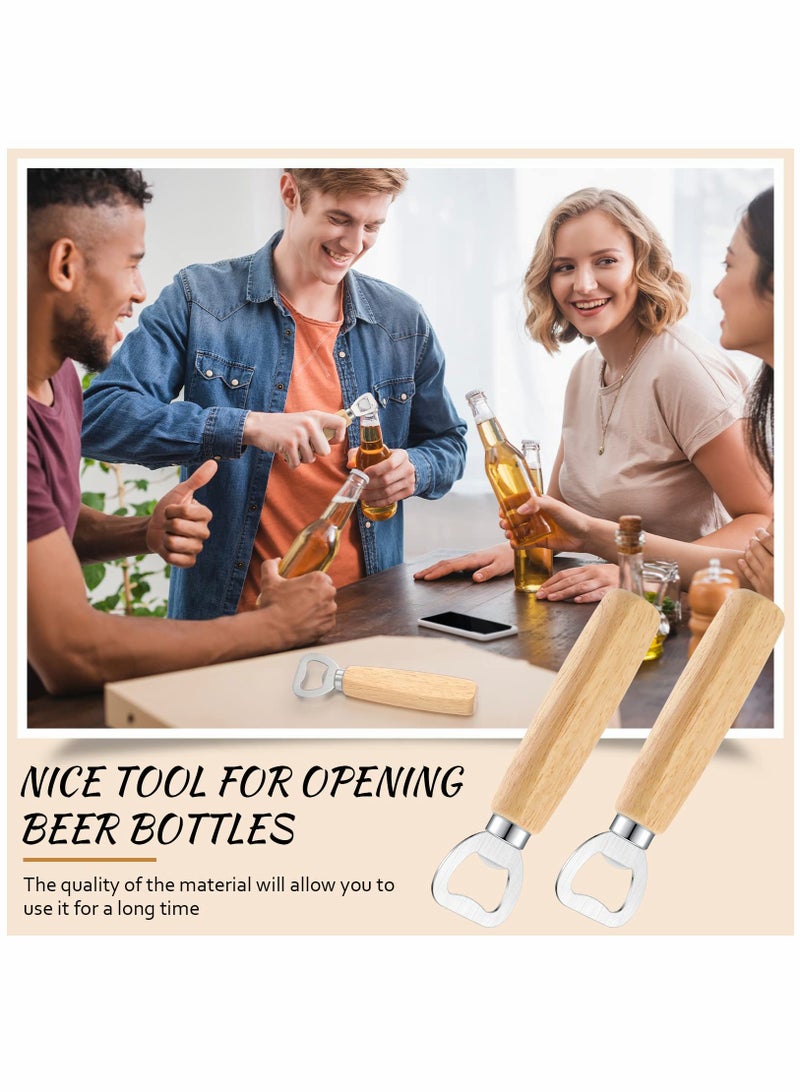 SOLARAE Stainless Steel Bottle Opener Bartender Wood Beer Opener Cider Wine Opener Bottle Opener with Wooden Handle Engraved Gift Set for Wedding Party Home Kitchen Bar Restaurant(20 Pcs) - Image 3