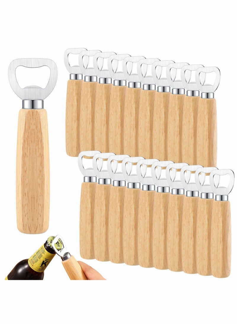 SOLARAE Stainless Steel Bottle Opener Bartender Wood Beer Opener Cider Wine Opener Bottle Opener with Wooden Handle Engraved Gift Set for Wedding Party Home Kitchen Bar Restaurant(20 Pcs) - Image 1