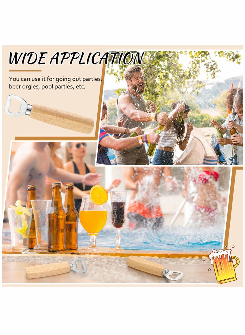 SOLARAE Stainless Steel Bottle Opener Bartender Wood Beer Opener Cider Wine Opener Bottle Opener with Wooden Handle Engraved Gift Set for Wedding Party Home Kitchen Bar Restaurant(20 Pcs) - Image 4