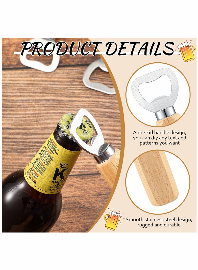SOLARAE Stainless Steel Bottle Opener Bartender Wood Beer Opener Cider Wine Opener Bottle Opener with Wooden Handle Engraved Gift Set for Wedding Party Home Kitchen Bar Restaurant(20 Pcs) - Image 2
