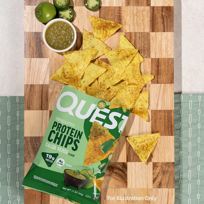 Quest Nutrition Tortilla Style Protein Chips, Salsa Verde, 19g of Protein, 4g Net Carbs, Gluten Free, 1.1 Ounce (Pack of 12) - Image 4