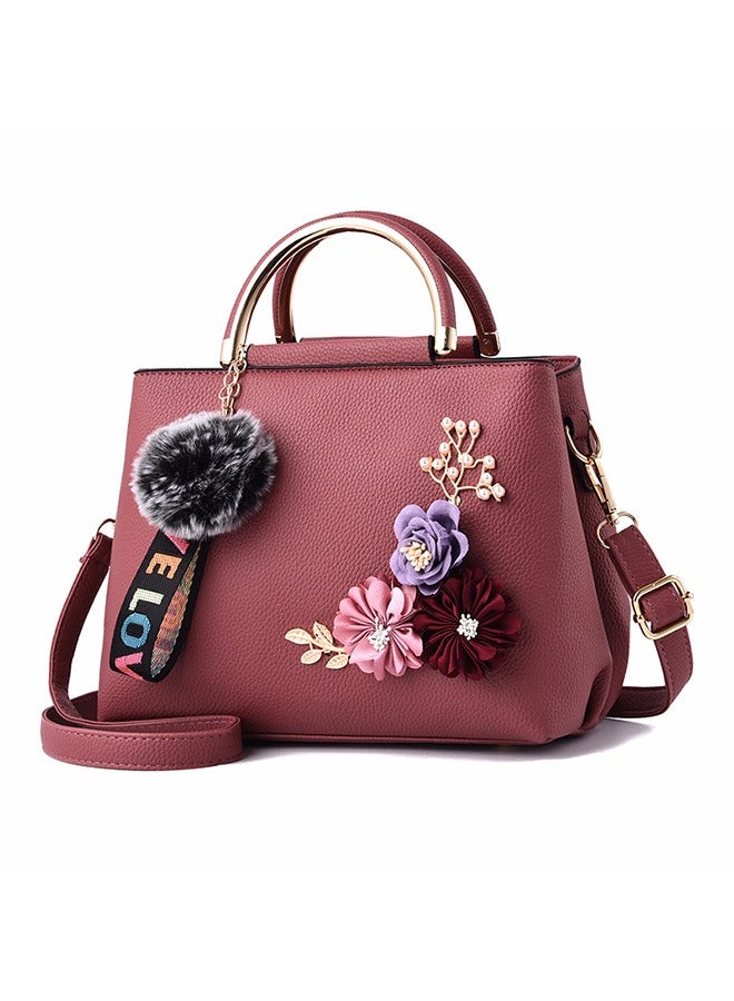 حقيبة يد نسائية صغيرة أنيقة مزينة بالزهور الاصطناعية، حقيبة كتف نسائية، حقائب يد نسائية، حقائب كتف نسائية مصممة بمقبض علوي، حقيبة يد - Image 4