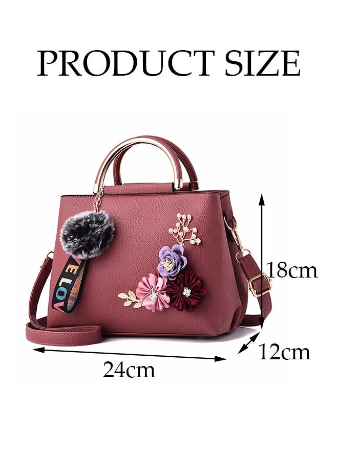 حقيبة يد نسائية صغيرة أنيقة مزينة بالزهور الاصطناعية، حقيبة كتف نسائية، حقائب يد نسائية، حقائب كتف نسائية مصممة بمقبض علوي، حقيبة يد - Image 5