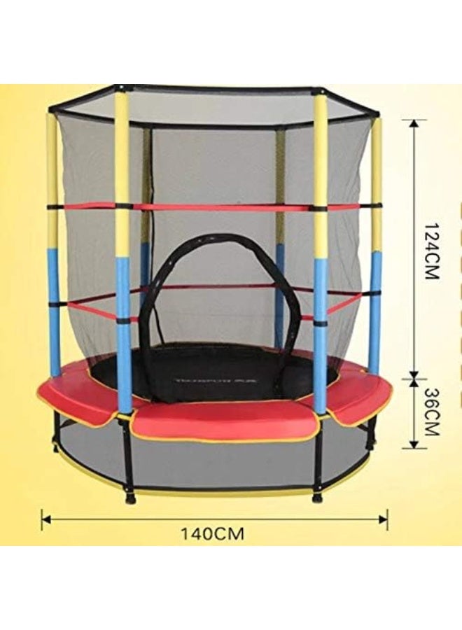 Cool Baby ترامبولين للأطفال عالي التحمل بطول 4.5 قدم و55 بوصة مع شبكة مغلقة وبطانة غطاء زنبركي ترامبولين خارجي ممتع لممارسة الرياضة في الصيف وألعاب مائية للأطفال - Image 5