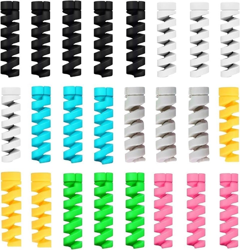 STRIFF 20 Pieces Spiral Multi Cable Protector Cord Saver for Mac Charger, iPhone Charger, Wire Protector, Lightweight Durable Flexible Wire Winder for Charging Cables Data Cables, Earphones - Image 1