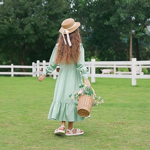 HEQU Pioneer Dress Colonial Dress Victorian Costumes Prairie Dress for Girls 6-12YRS (Green, 10 Years) - Image 4