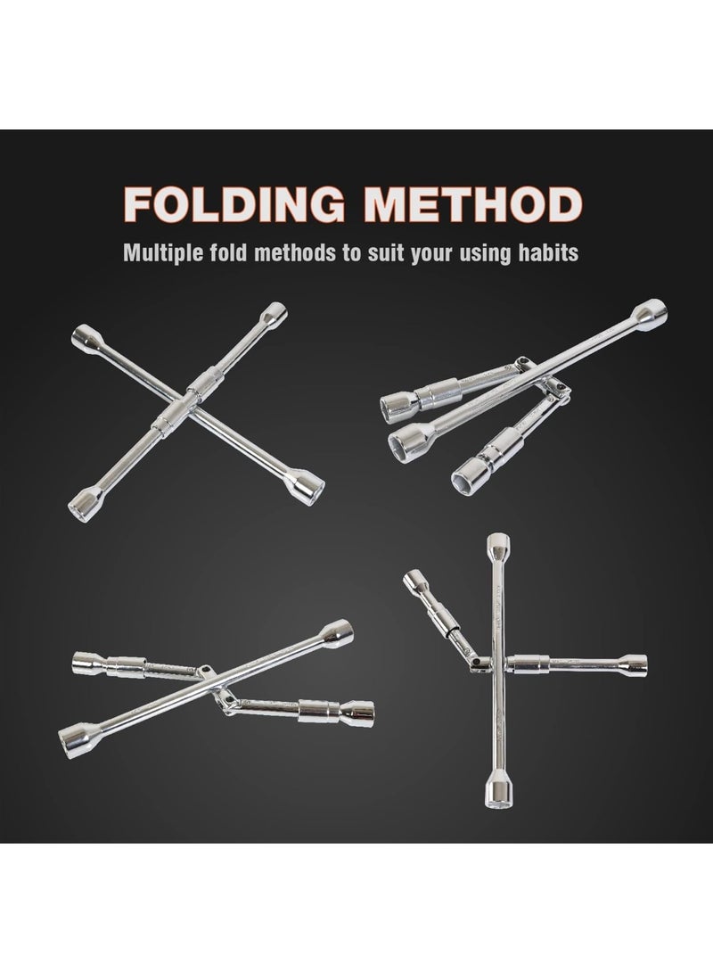 Beauenty Folding Lug Wrench 4 Way,14-Inch + Metric Tire Cross Wrench Universal and Foldable Wheel Wrench for Car,Trucks… - Image 3