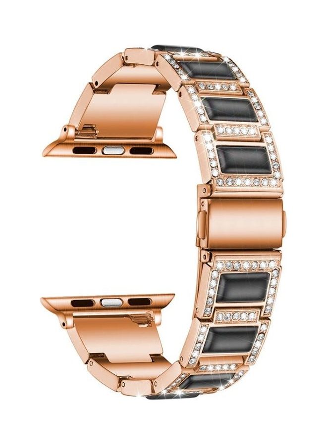 NIBEMINENT Ethnic Replacement Watchband for Apple Watch Series 1/2/3/4/5/6/7/SE 38/40/41mm Rose Gold/Black  - Image 1