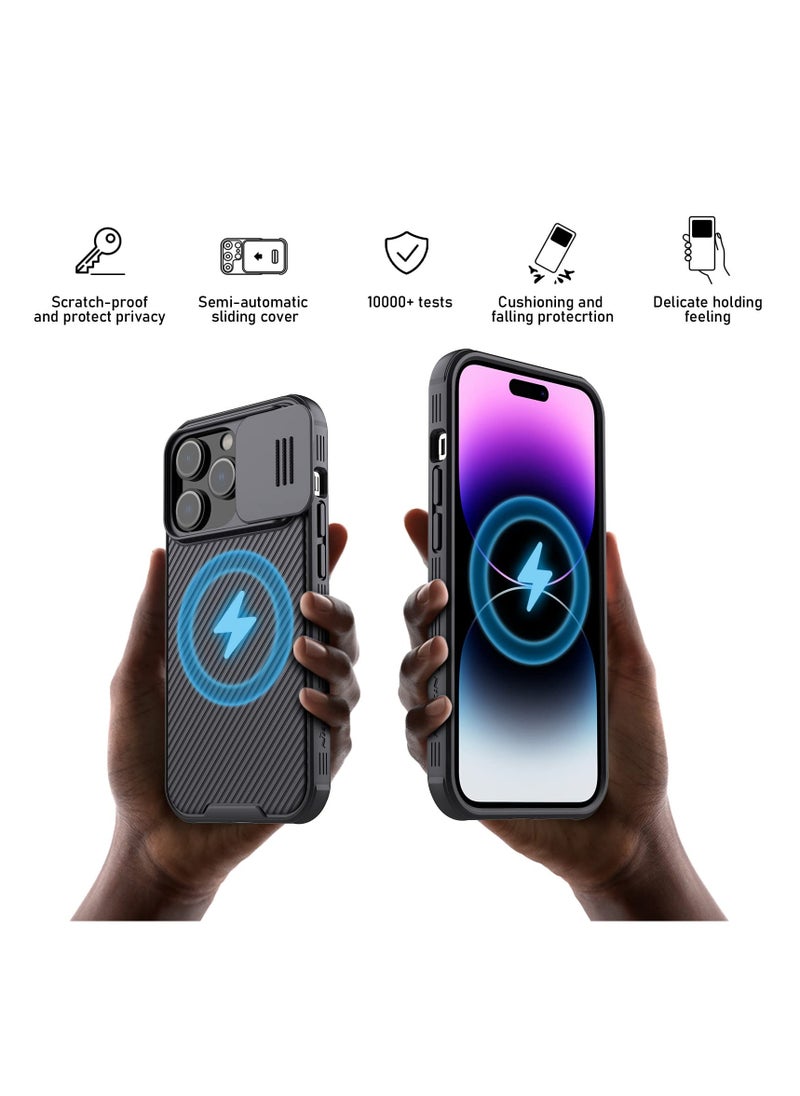 Aookay - for iPhone 14 Pro Max Magnetic Case with Camera Cover, Compatible with MagSafe, CamShield Pro Magnetic 14 Pro Max 5G Car Mount Case 6.7’’, Built-in Magnet Circle, Black - Image 1