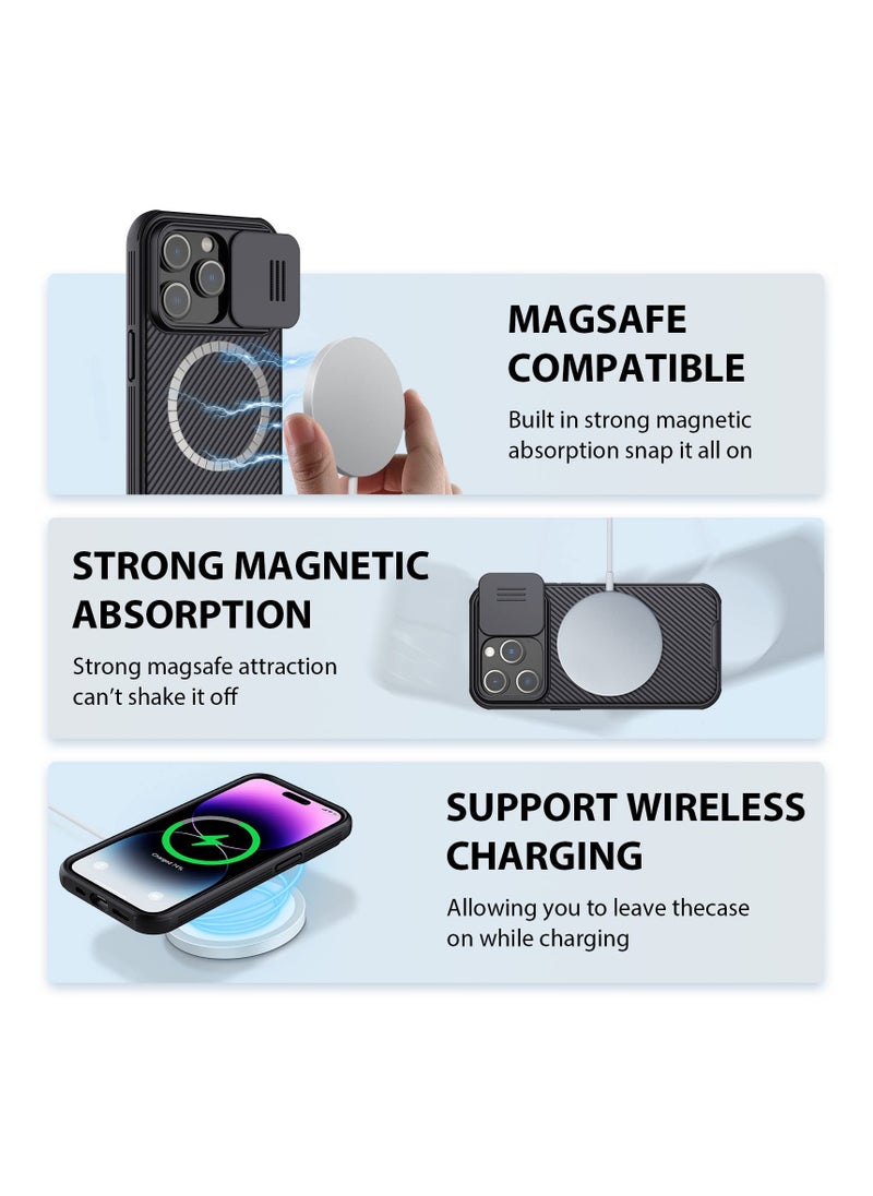Aookay - for iPhone 14 Pro Max Magnetic Case with Camera Cover, Compatible with MagSafe, CamShield Pro Magnetic 14 Pro Max 5G Car Mount Case 6.7’’, Built-in Magnet Circle, Black - Image 1