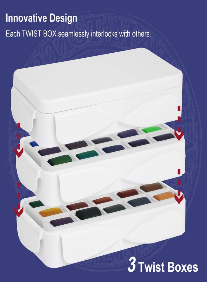 فينيكس مجموعة ألوان مائية للسفر من فينيكس تويست - 36 لونًا كلاسيكيًا، لوحة ألوان نصفية عالية الجودة، مجموعة ألوان مائية محمولة بحجم الجيب مع فرشاة وإسفنجة وزجاجة، مناسبة للبالغين والفنانين والمحترفين. - Image 4