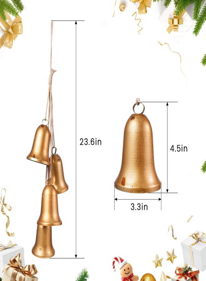 Camdeez Vintage Bells with Hanging Rope, Gold Hanging Decorative, Decorative Metal Bells for Weddings, Parties, and Christmas DIY Wreaths, Home Decor - Image 2