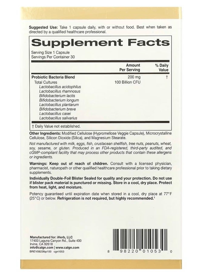 California Gold Nutrition LactoBif 100 Probiotic 100 Billion CFU 30 Veggie Capsules  - Image 2