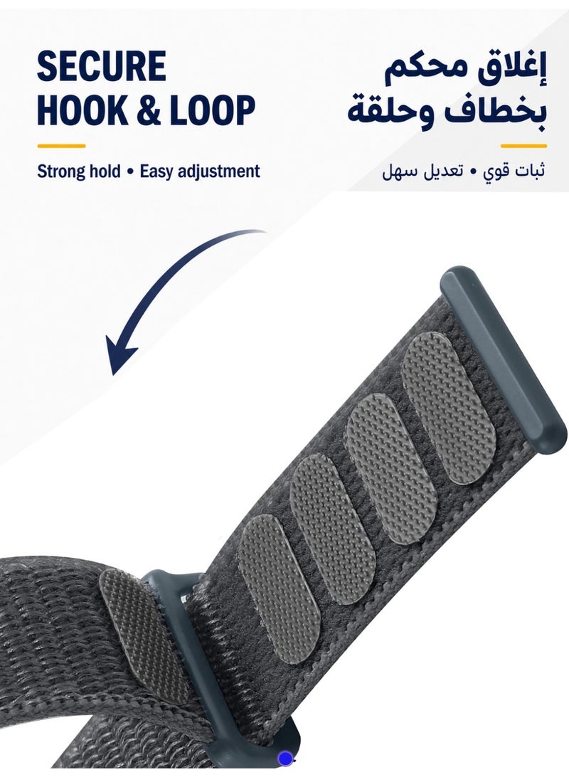 حزام نايلون متوافق مع Apple Watch، لمقاس 38 مم/40 مم/41 مم/42 مم (S10/S11)، حزام ناعم وجيد التهوية وقابل للتعديل بنظام الخطاف والحلقة لساعة iWatch سلسلة Series 11 و10 و9 و8 و7 و6 و5 و4 وSE3/SE2/SE، لون رمادي - Image 2