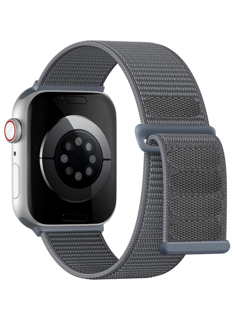 حزام نايلون متوافق مع Apple Watch، لمقاس 38 مم/40 مم/41 مم/42 مم (S10/S11)، حزام ناعم وجيد التهوية وقابل للتعديل بنظام الخطاف والحلقة لساعة iWatch سلسلة Series 11 و10 و9 و8 و7 و6 و5 و4 وSE3/SE2/SE، لون رمادي - Image 1