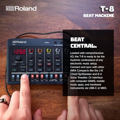Roland AIRA Compact T-8 BEAT MACHINE | Ultra-Portable Rhythm and Bass Machine with Genuine Roland Sounds | TR-REC Drum Sequencer | Six Rhythm Tracks | Built-in Effects | USB and MIDI Connectivity - Image 2