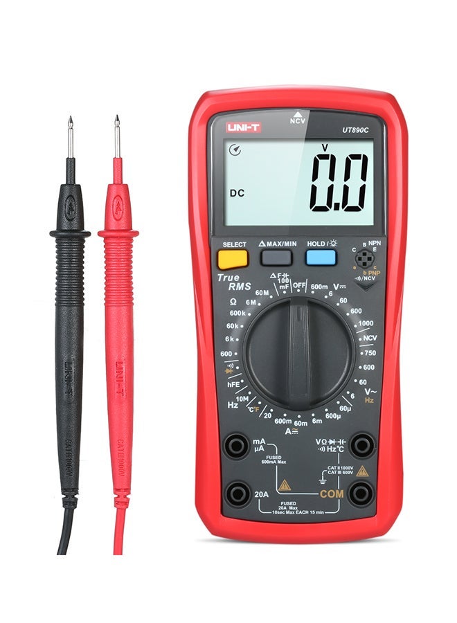 NIBEMINENT Automatic RMS Digital AC/DC Voltage Tester-UT890C Black/Red 183 x 88 56mm  - Image 1