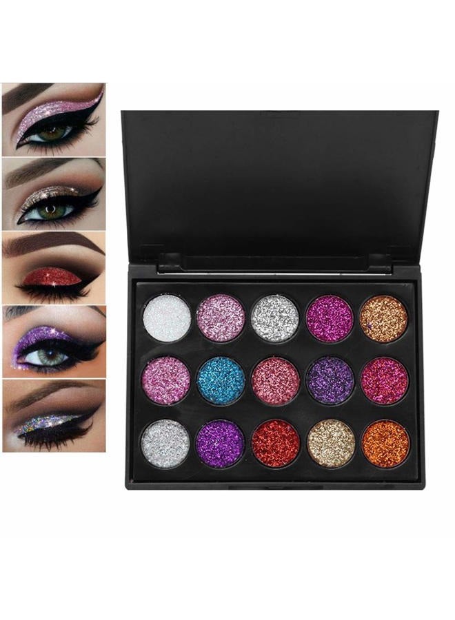 ZJchao Eyeshadow Palette, 15 Colors Glitter Eyeshadow Palette for Cosplay Makeup Eye Makeup, Shining Eye Shadow Cosmetic Powder Suitable for Daily and Professional Makeup - Image 1