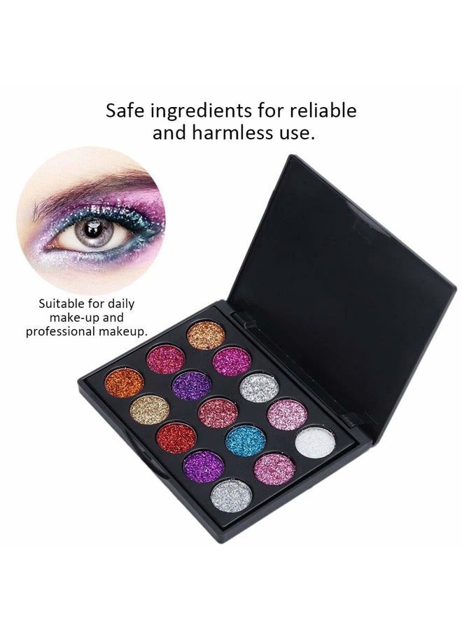 ZJchao Eyeshadow Palette, 15 Colors Glitter Eyeshadow Palette for Cosplay Makeup Eye Makeup, Shining Eye Shadow Cosmetic Powder Suitable for Daily and Professional Makeup - Image 4