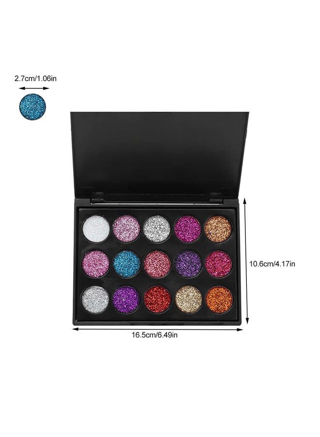 ZJchao Eyeshadow Palette, 15 Colors Glitter Eyeshadow Palette for Cosplay Makeup Eye Makeup, Shining Eye Shadow Cosmetic Powder Suitable for Daily and Professional Makeup - Image 5