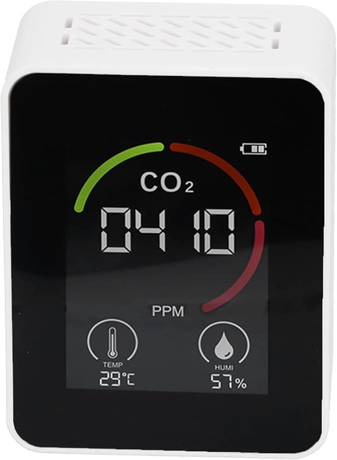Smart Carbon Dioxide Detector USB Charging Infrared Temperature Humidity Air Quality Monitor with LED Display for Home Laboratory Greenhouse ABS 9x7x4cm (White) White - Image 5