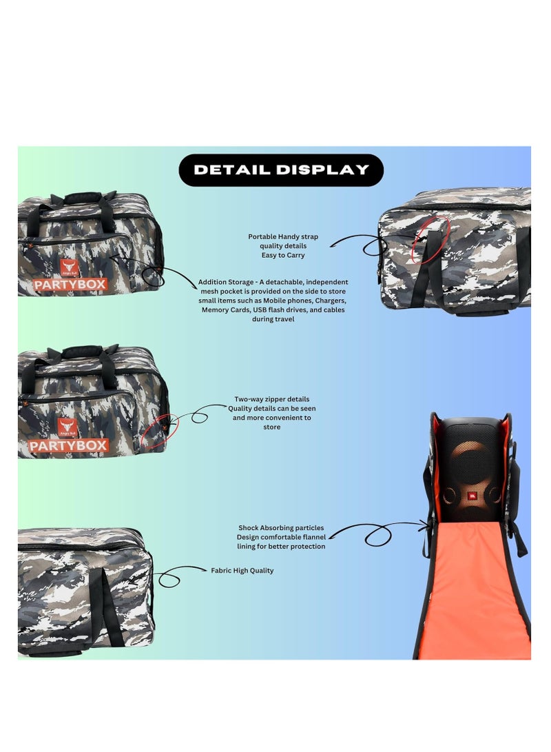 Angry Bull Speaker Bag Safety Storage Case with Handy Strap Travel Bag Compatible for (JBL PARTYBOX 110 BAG ARMY-F) - Image 5