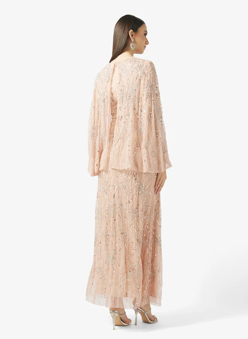 BEAUUT V-Neck Embellished Maxi Dress