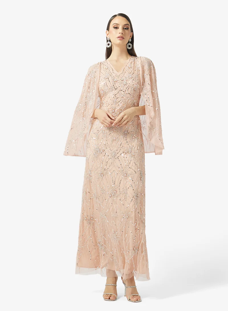 BEAUUT V-Neck Embellished Maxi Dress