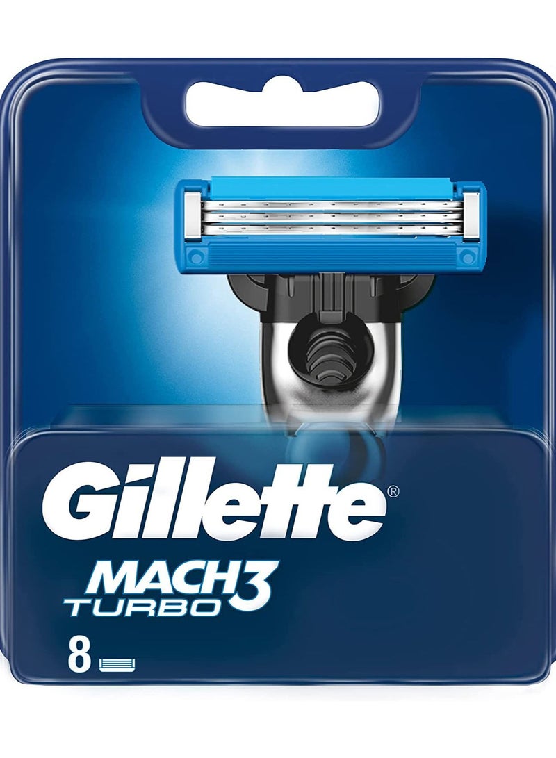 Gillette Mach3 Turbo Men's Razor Blade Refills 8pcs - Image 1