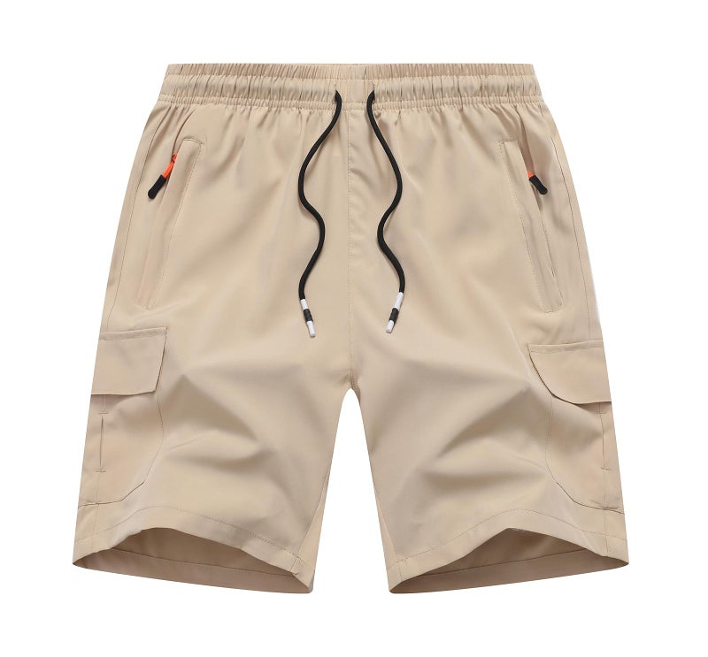 WaltZon Boys Cargo Shorts Youth Quick Dry Lightweight Pull-On Hiking Shorts for Sports Outdoor with Zipper Pockets(LL069-Khaki12) - Image 1