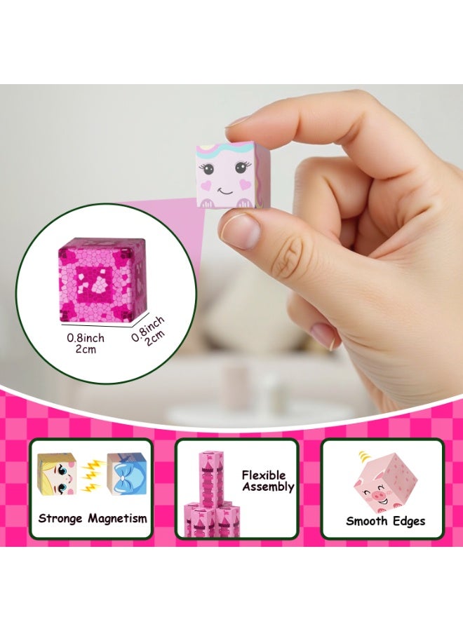 VTERLY Magnetic Blocks - 150PCS Magnetic Building Block Cubes, Magnet Blocks Castle Princess Toy Building Sets for Kids, STEM Stacking Magnets Toys, Easter Birthday Gift for Boys Girls Age 3+ - Image 4