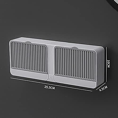 Lemonzza New Creative Wall Mounted Soap Box with Lid Double Grids Soap Draining Rack Bathroom Shower Soap Holder,Multi-Color,Plastic,Multicolor - Image 2