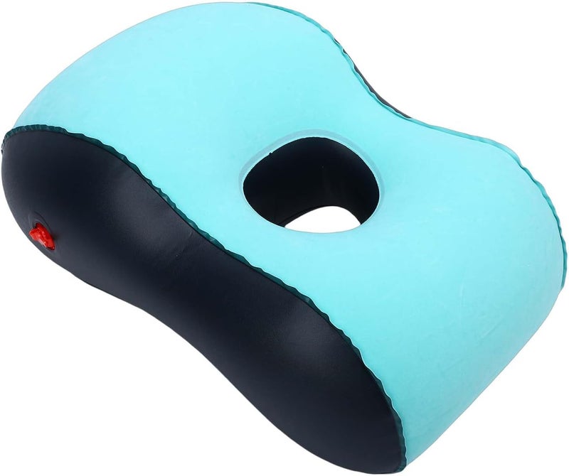 Donut Pillow for Tailbone Pain Inflatable Cushion, Neck and Butt Pillow for Sleeping Bed Sores Sitting Pressure Relief, Portable Lightweight, Ideal for Office, (Blue) (Blue) - Image 3