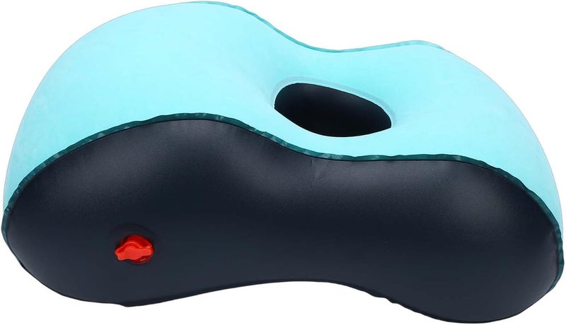 Donut Pillow for Tailbone Pain Inflatable Cushion, Neck and Butt Pillow for Sleeping Bed Sores Sitting Pressure Relief, Portable Lightweight, Ideal for Office, (Blue) (Blue) - Image 2