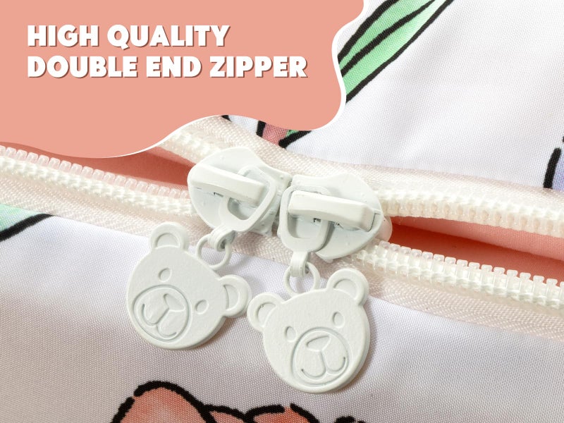 Aimuan Aimua Flower Zipper Bedding Set - Cute Rabbit Zippered Comforter for Girls, All in one Zipper Bedding (Twin, Light-Beige) - Image 5
