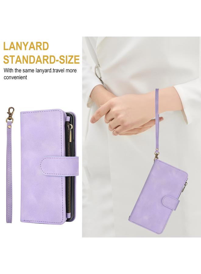 S-TOP Case For Samsung Galaxy Z Fold3 5G Dream 9-Card Zipper Wallet RFID Leather Phone Case with Lanyard - Image 5
