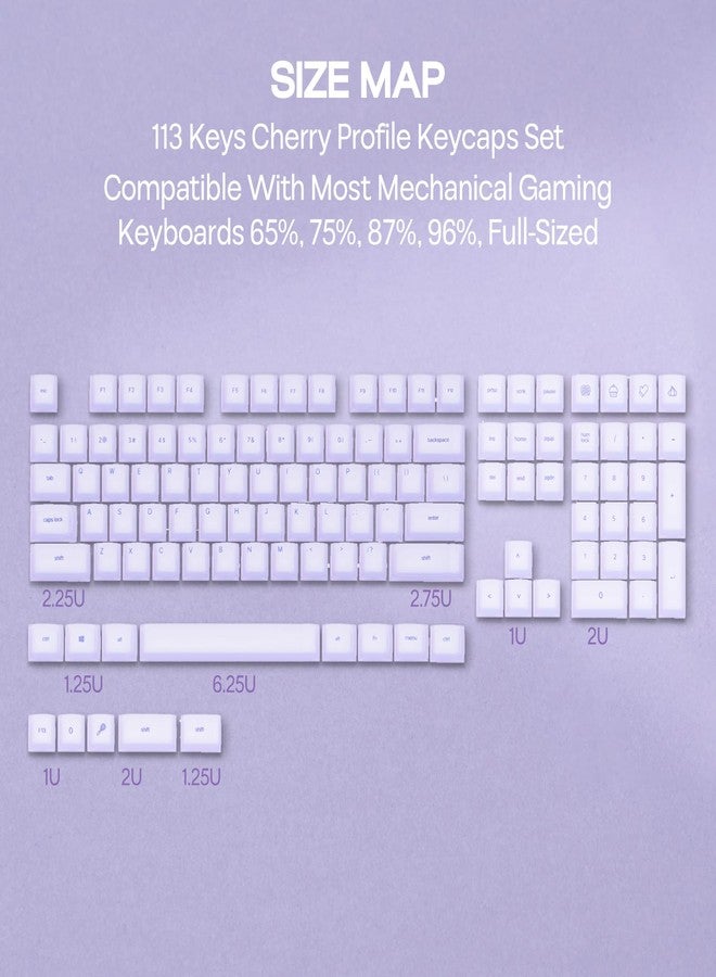 EPOMAKER AegisSil Keycap Set, Silicone Material, Cherry Profile, 113 Keys, 65%/75%/96%/Full Size, Custom Keyboard Keycaps Set for Cherry MX, Kailh, Outemu, Gateron Mechanical Gaming Keyboard (Purple) - Image 3
