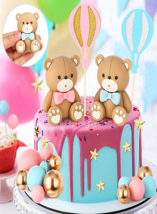 فيسينبال زينة كعكة على شكل دب للكشف عن جنس المولود، مكونة من 82 قطعة، باللون الوردي والأزرق والذهبي، وكرات إسفنجية، وبالونات هواء ساخن، وزينة كعكة على شكل نجمة له أو لها، للأولاد أو البنات، ومستلزمات حفلات استقبال المولود - Image 3