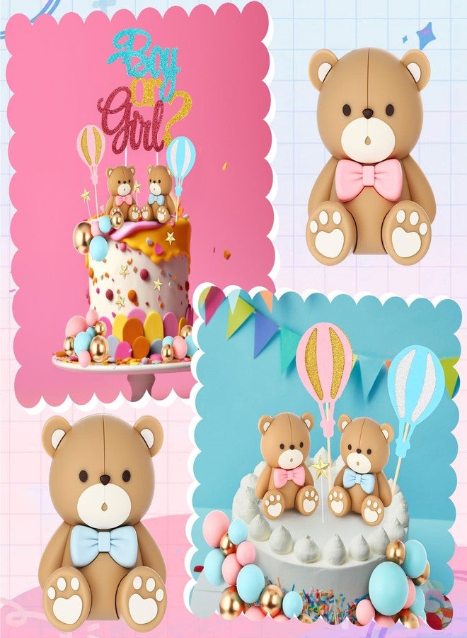 فيسينبال زينة كعكة على شكل دب للكشف عن جنس المولود، مكونة من 82 قطعة، باللون الوردي والأزرق والذهبي، وكرات إسفنجية، وبالونات هواء ساخن، وزينة كعكة على شكل نجمة له أو لها، للأولاد أو البنات، ومستلزمات حفلات استقبال المولود - Image 4