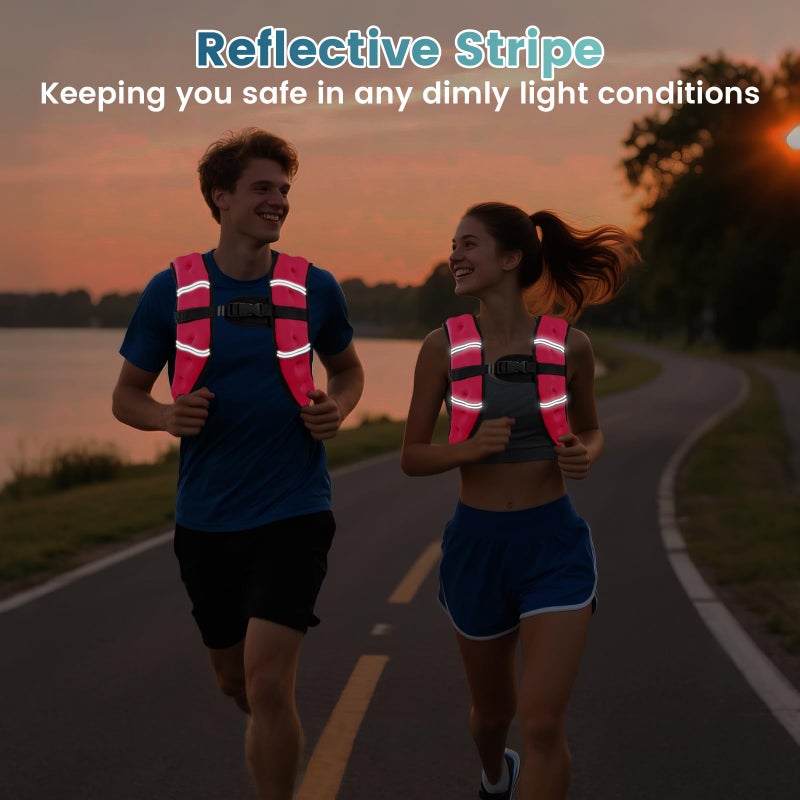 Cavry Weighted Vest, 8lb/12lb/16lb/20lb/25lb/30lb Weight Vest with Two Adjustment Straps for Men Women, Body Weight Vests Adjustable with Reflective Stripe for Strength Training, Running, Training Workout, Jogging, Walking-8LB, PINK - Image 3