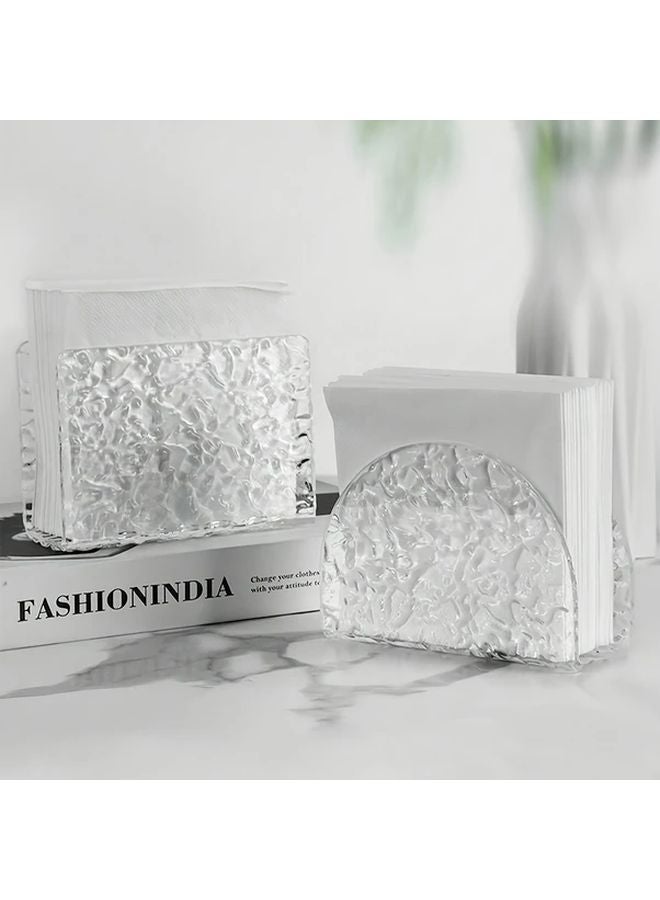 Transparent Acrylic Tissue Box Holder Textured Design for Home Kitchen Bathroom - Image 2