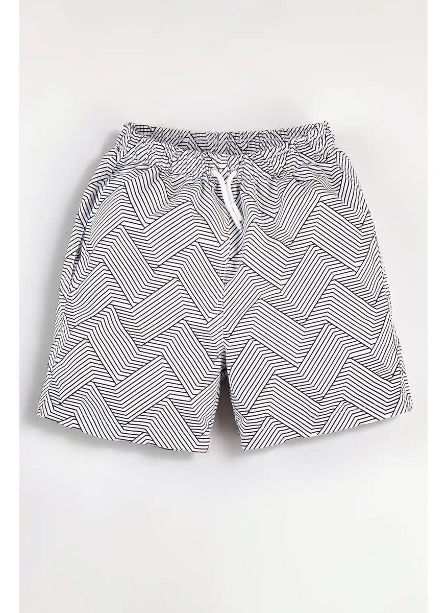 Gold Class Kidswear Striped Printed Lined Drawstring Boys Swim Shorts  - Image 1