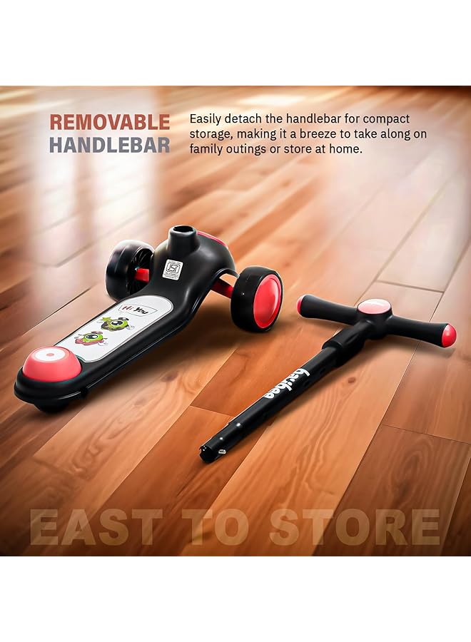 BAYBEE Sonic Skate Scooter For Kids 3 Wheel Kids Scooter With 3 Height Adjustable Handle Kids Kick Scooter With Led Pu Wheels & Rear Brake Baby Scooter For Kids 2 To 8 Years Boy Girl - Image 3