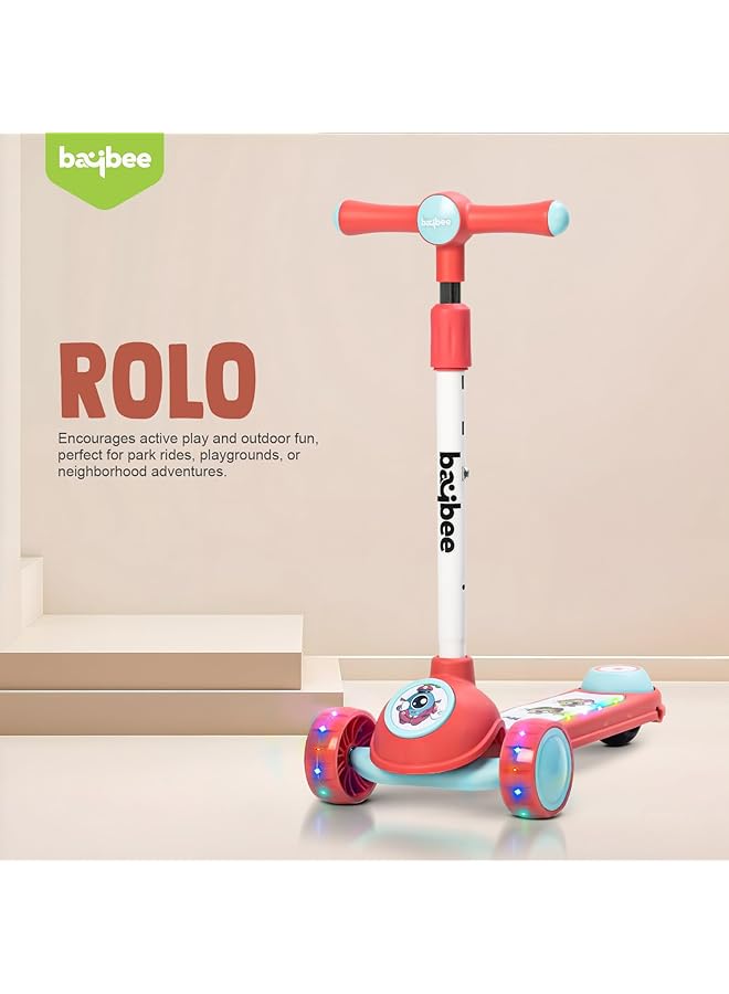 BAYBEE Sonic Skate Scooter For Kids 3 Wheel Kids Scooter With 3 Height Adjustable Handle Kids Kick Scooter With Led Pu Wheels & Rear Brake Baby Scooter For Kids 2 To 8 Years Boy Girl - Image 2