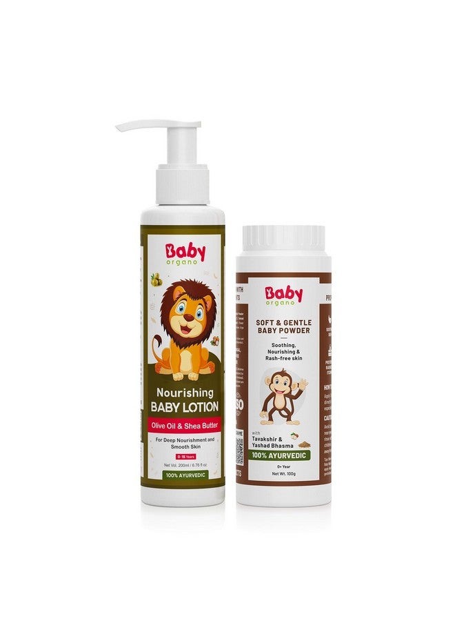 BabyOrgano Summer Special Anti Bacterial Ayurvedic Baby Powder & Baby Lotion Combo For New Born Unisex Kids Daily Use - Image 1