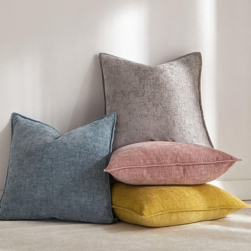 JUSPURBET Set of 2 Light Blue Chenille Throw Pillow Covers 24x24 Inch Soft Textured Decorative Cushion Cases for Couch Sofa Bed Solid Home Decor Pillowcases - Image 5