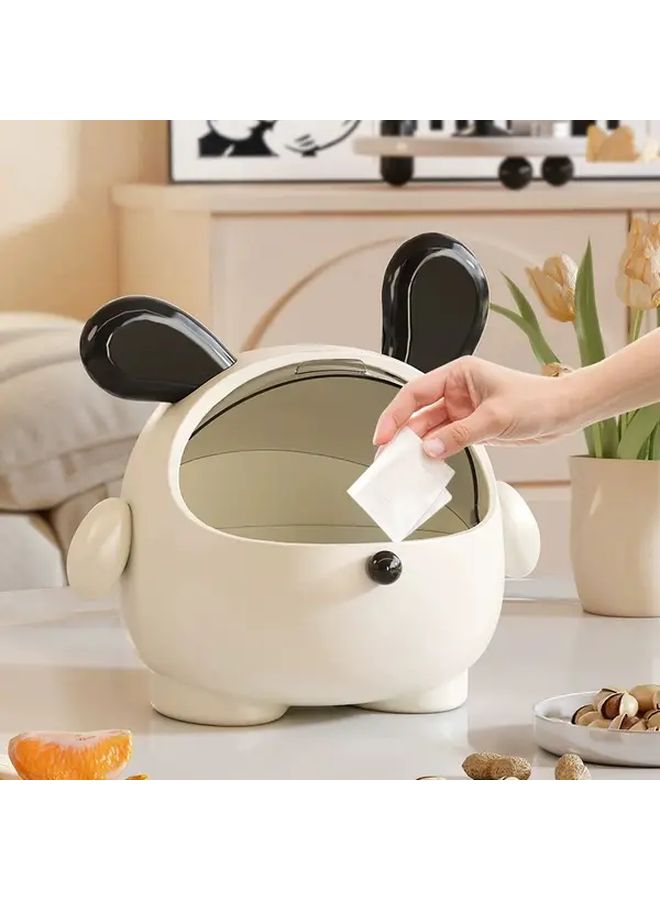 كريم أبيض أرنب سلة مهملات مكتبية مع غطاء صندوق تخزين كبير السعة للمنزل والمكتب - Image 5