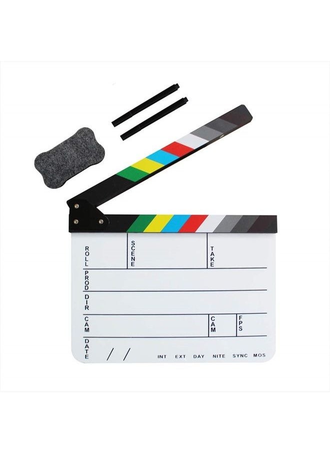 Coolbuy112 Acrylic Film Directors Clapboard, Hollywood Filming Slate Movie Clapboard Decoration Larger Scene Clapper Board with a Magnetic Blackboard Eraser and Two Custom Pens  - Image 1
