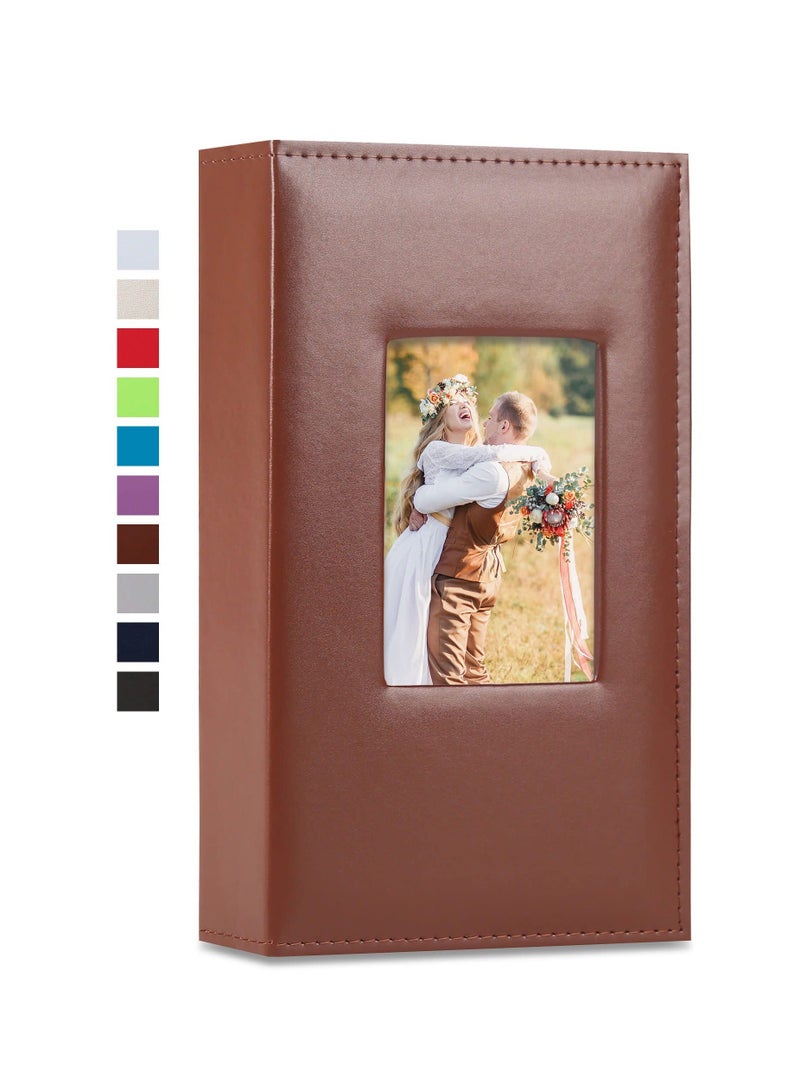 Photo Album 300 4x6In Pockets Photos Leather Cover Extra Large Capacity Family Wedding Anniversary Baby Picture Albums Holds Horizontal and Vertical Brown - Image 1